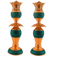 tattooed turquoise tulip candlestick